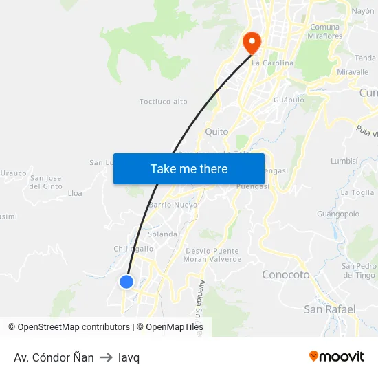 Av. Cóndor Ñan to Iavq map