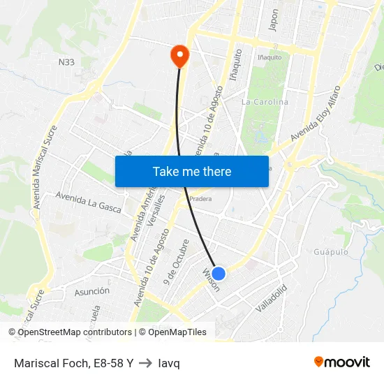 Mariscal Foch, E8-58 Y to Iavq map