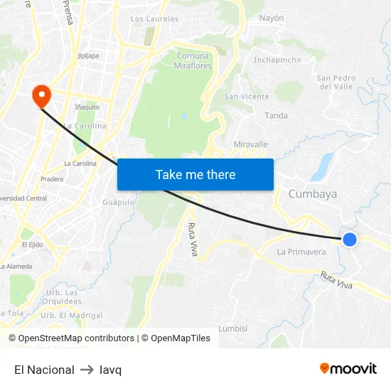 El Nacional to Iavq map
