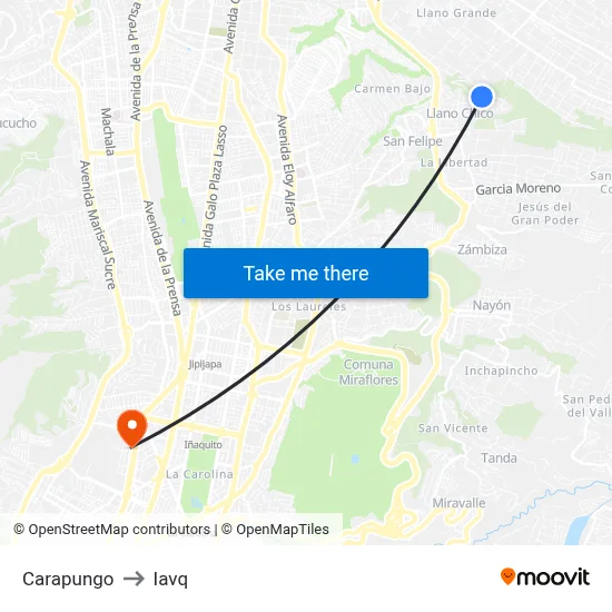 Carapungo to Iavq map