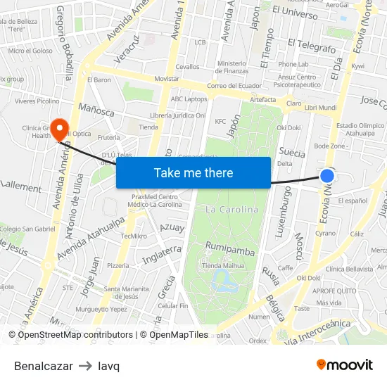 Benalcazar to Iavq map