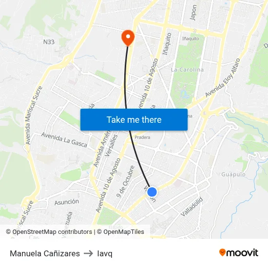 Manuela Cañizares to Iavq map