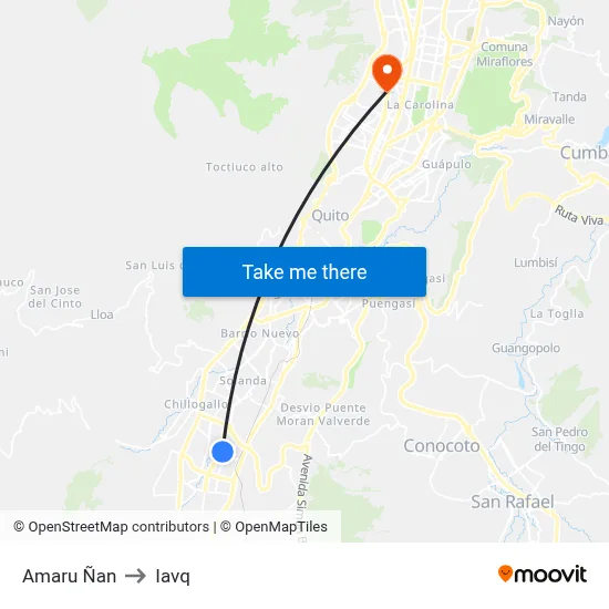 Amaru Ñan to Iavq map