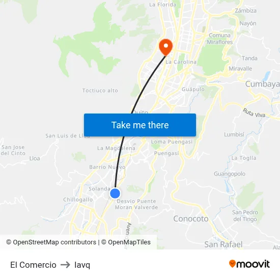 El Comercio to Iavq map