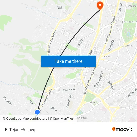 El Tejar to Iavq map