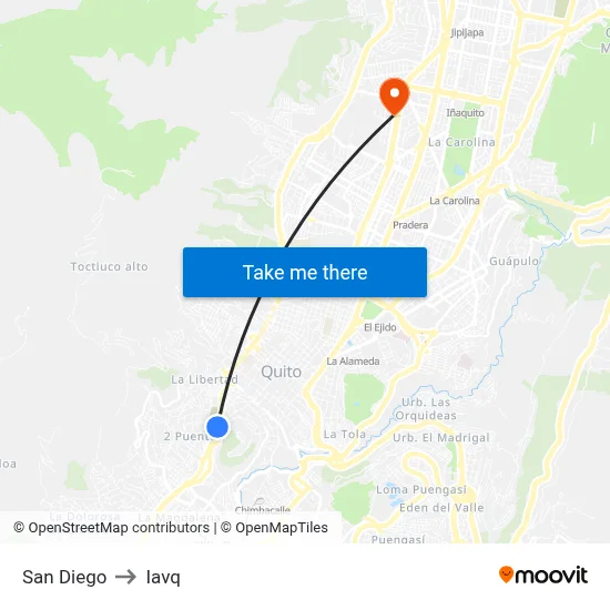 San Diego to Iavq map