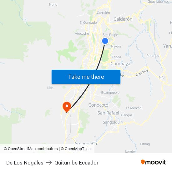 De Los Nogales to Quitumbe Ecuador map