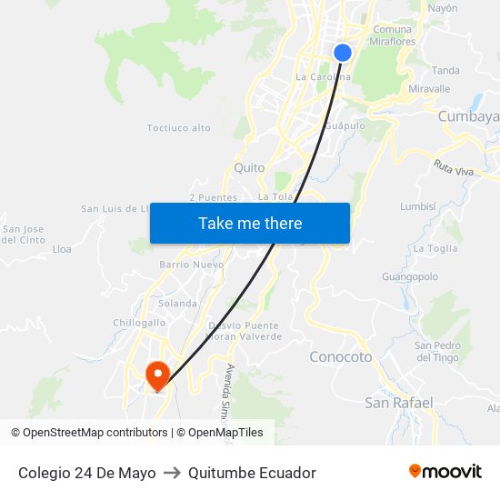 Colegio 24 De Mayo to Quitumbe Ecuador map