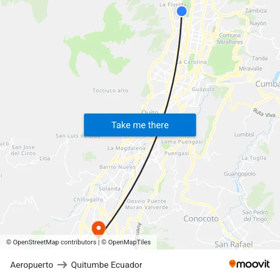 Aeropuerto to Quitumbe Ecuador map