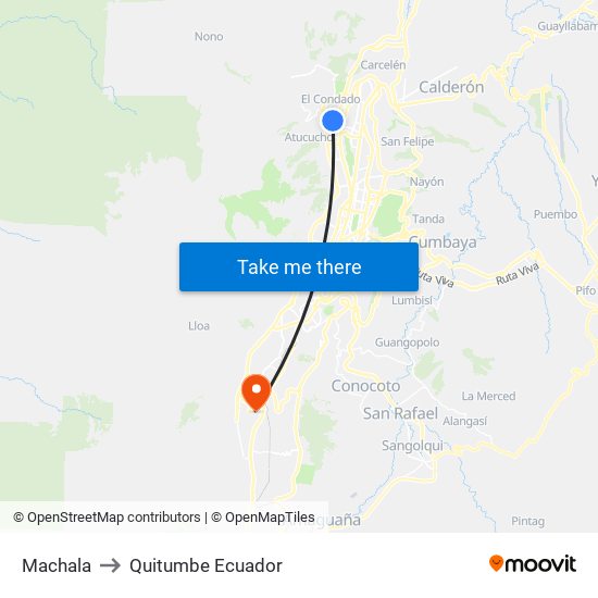 Machala to Quitumbe Ecuador map