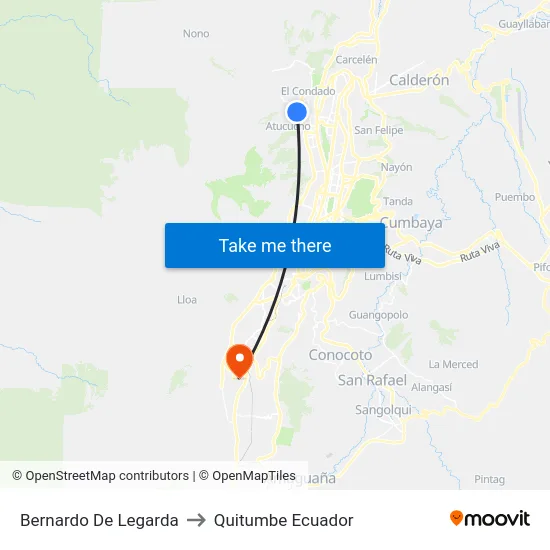 Bernardo De Legarda to Quitumbe Ecuador map