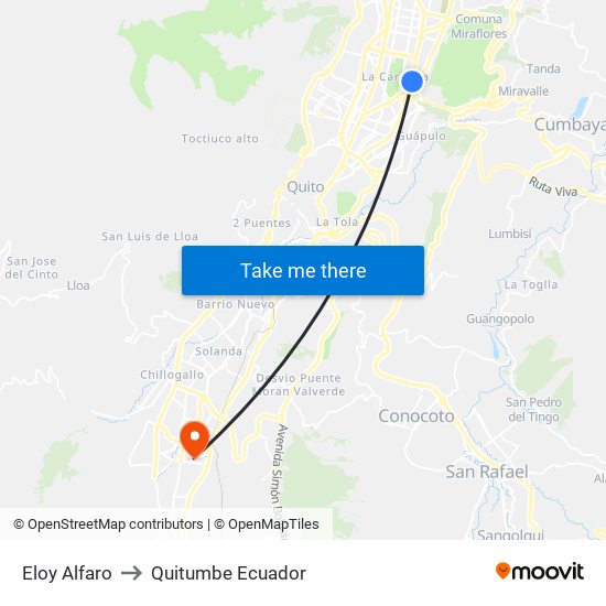 Eloy Alfaro to Quitumbe Ecuador map