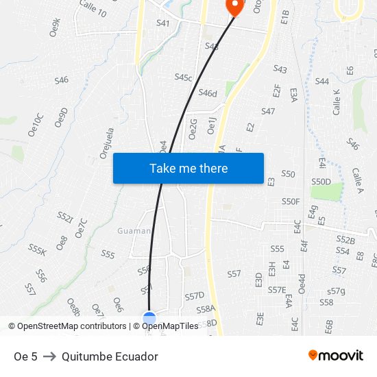 Oe 5 to Quitumbe Ecuador map