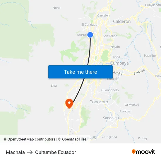Machala to Quitumbe Ecuador map