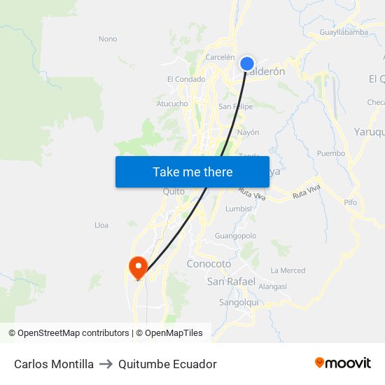 Carlos Montilla to Quitumbe Ecuador map