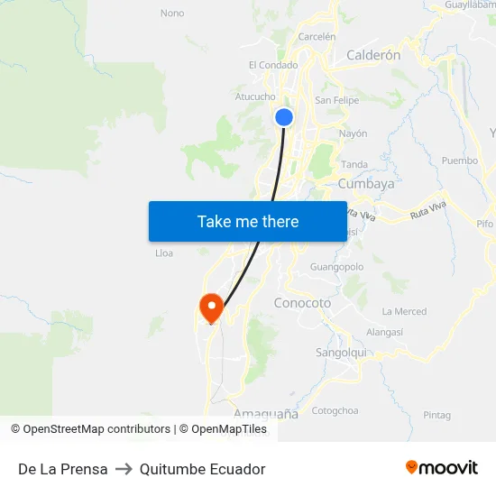 De La Prensa to Quitumbe Ecuador map