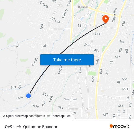 Oe9a to Quitumbe Ecuador map