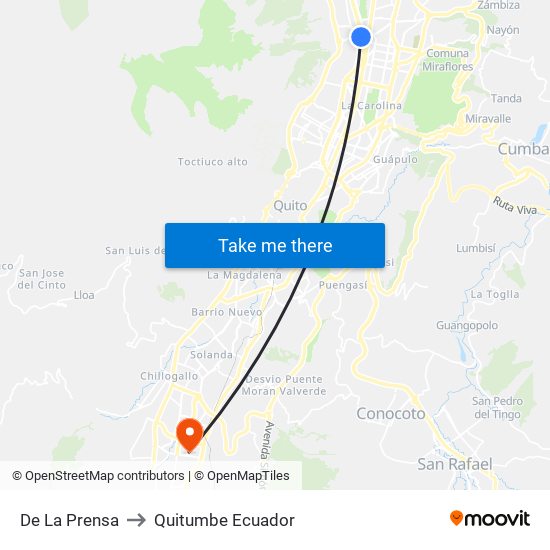 De La Prensa to Quitumbe Ecuador map