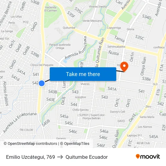 Emilio Uzcátegui, 769 to Quitumbe Ecuador map