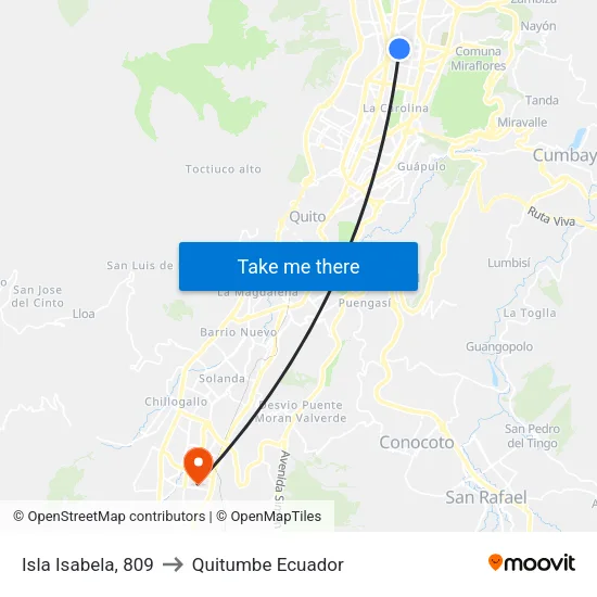 Isla Isabela, 809 to Quitumbe Ecuador map