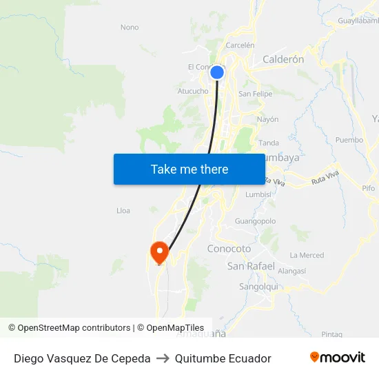 Diego Vasquez De Cepeda to Quitumbe Ecuador map