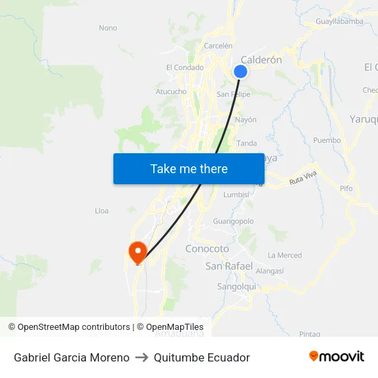Gabriel Garcia Moreno to Quitumbe Ecuador map