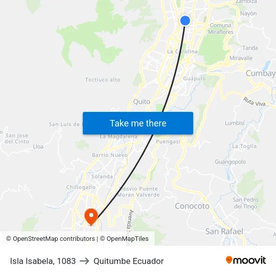 Isla Isabela, 1083 to Quitumbe Ecuador map