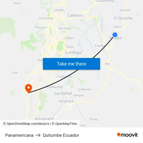 Panamericana to Quitumbe Ecuador map