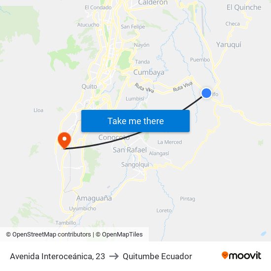 Avenida Interoceánica, 23 to Quitumbe Ecuador map