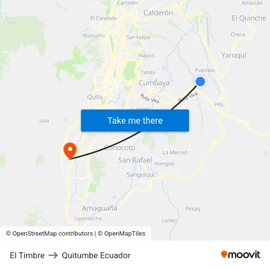 El Timbre to Quitumbe Ecuador map