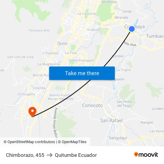 Chimborazo, 455 to Quitumbe Ecuador map