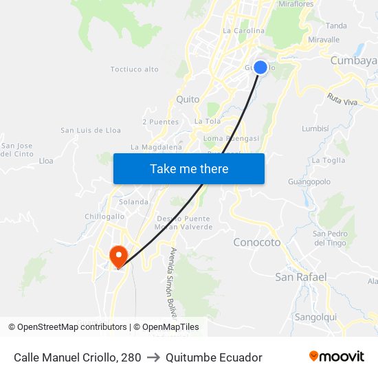 Calle Manuel Criollo, 280 to Quitumbe Ecuador map