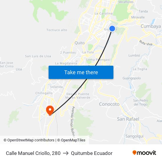 Calle Manuel Criollo, 280 to Quitumbe Ecuador map