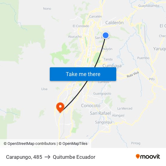 Carapungo, 485 to Quitumbe Ecuador map