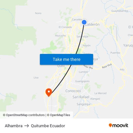 Alhambra to Quitumbe Ecuador map