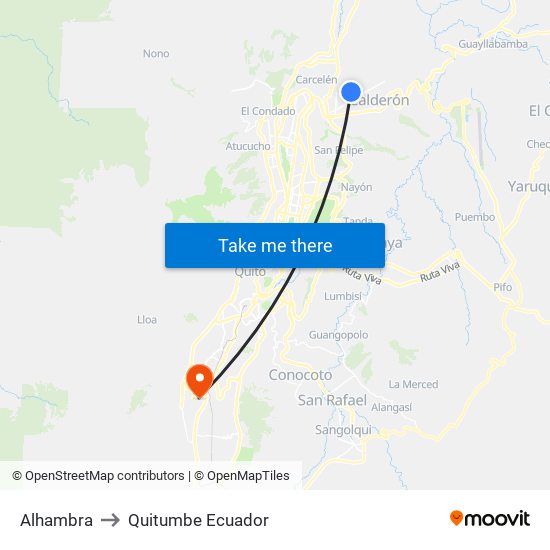 Alhambra to Quitumbe Ecuador map