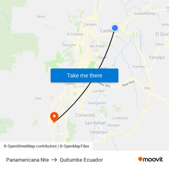 Panamericana Nte to Quitumbe Ecuador map