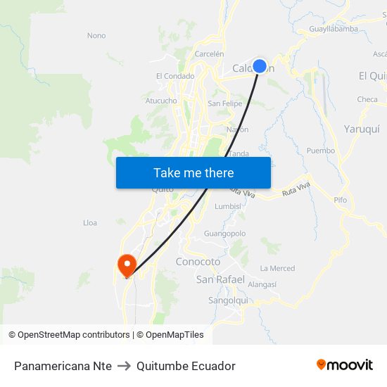 Panamericana Nte to Quitumbe Ecuador map