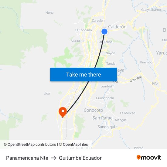 Panamericana Nte to Quitumbe Ecuador map