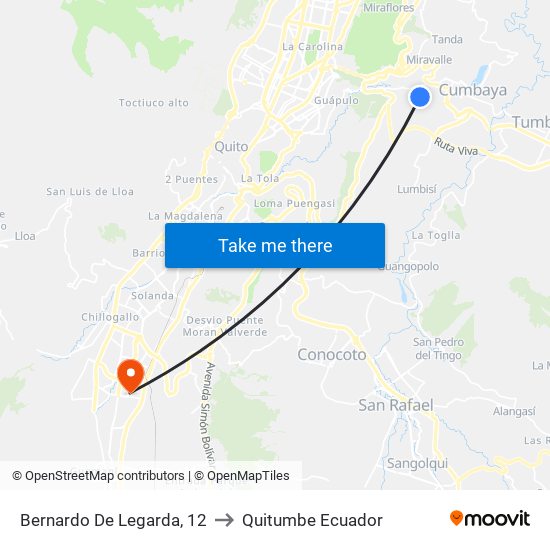 Bernardo De Legarda, 12 to Quitumbe Ecuador map