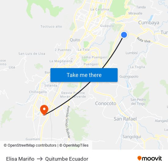 Elisa Mariño to Quitumbe Ecuador map