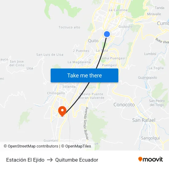 Estación El Ejido to Quitumbe Ecuador map