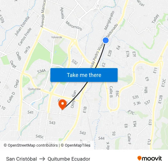 San Cristóbal to Quitumbe Ecuador map