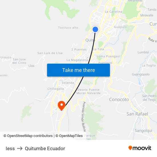 Iess to Quitumbe Ecuador map