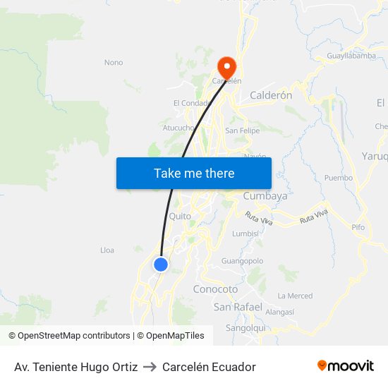 Av. Teniente Hugo Ortiz to Carcelén Ecuador map