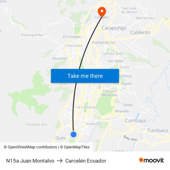 N15a Juan Montalvo to Carcelén Ecuador map