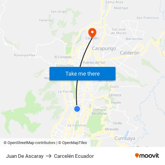 Juan De Ascaray to Carcelén Ecuador map