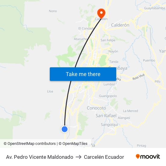 Av. Pedro Vicente Maldonado to Carcelén Ecuador map