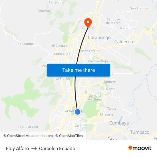 Eloy Alfaro to Carcelén Ecuador map