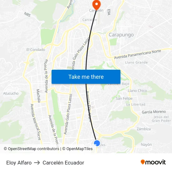 Eloy Alfaro to Carcelén Ecuador map